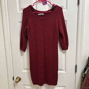 Maurices Women’s Medium Cable Knit Sweater Dress Red Lined
